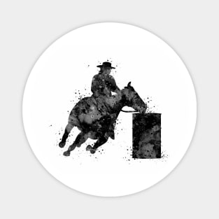 Barrel Racer Boy Black and White Rodeo Gift Magnet